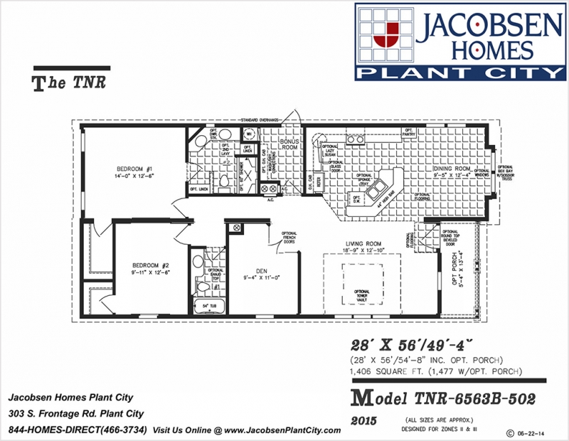 TNR-6563B Mobile Home Floor Plan - Jacobsen Mobile Homes - Plant City