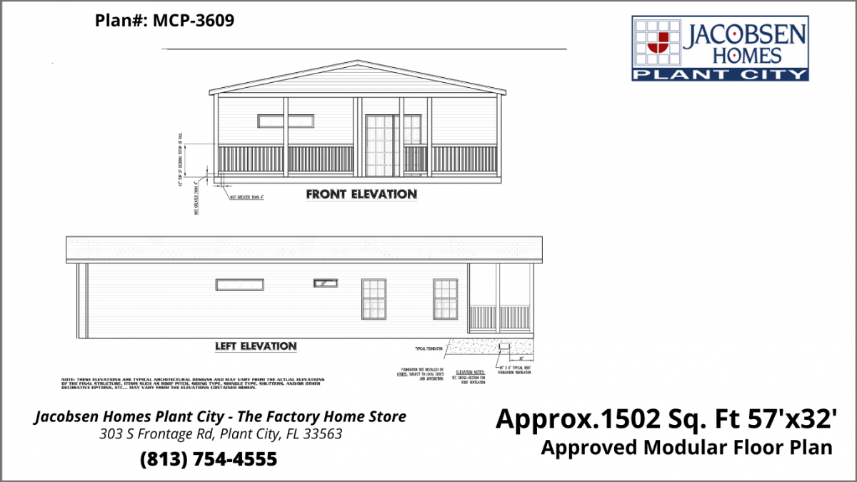 MCP-3609 Modular Home Floor Plan - Jacobsen Mobile Homes - Plant City