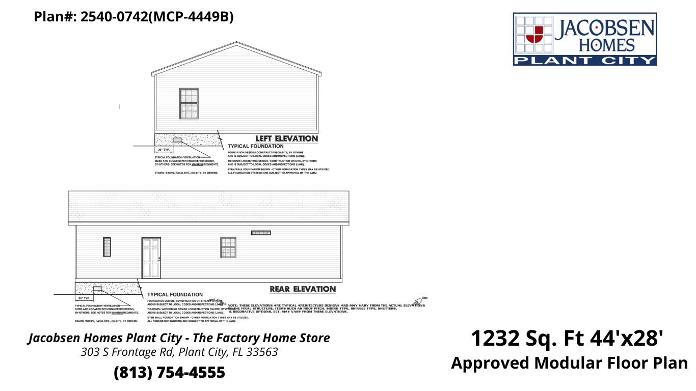 MCP-4449B Modular Home Floor Plan - Jacobsen Mobile Homes - Plant City